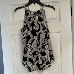 INC International Concepts Asymmetrical Black and White Sleeveless Tank Top